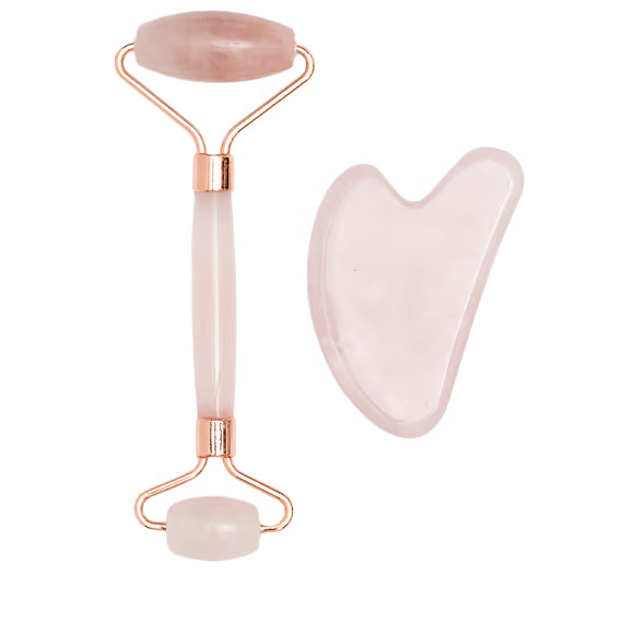 Rouleau + Gua Sha Quartz Rose — ROSELYNA